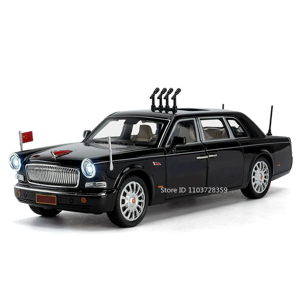 

1:24 HONGQI 70TH H9 Miniature Model Toy Cars Alloy Diecast Sound Light Doors Opened Pull Back Simulation Car Toys for Kids Gifts