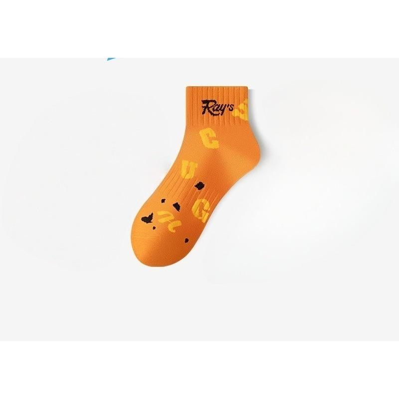 

Men s Anti-odor, Sweat-absorbing and Breathable White Sports Low-top Socks, Trendy Couple Skateboard Basketball Socks 1 pair оранжевый