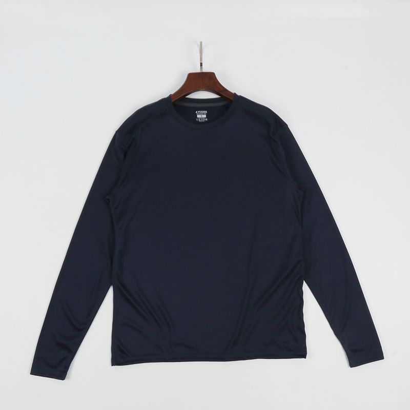 

UPF50 Quick-Dry Casual Long Sleeves Pure Color Open Line T-shirt Navy XL(Reference size chart)