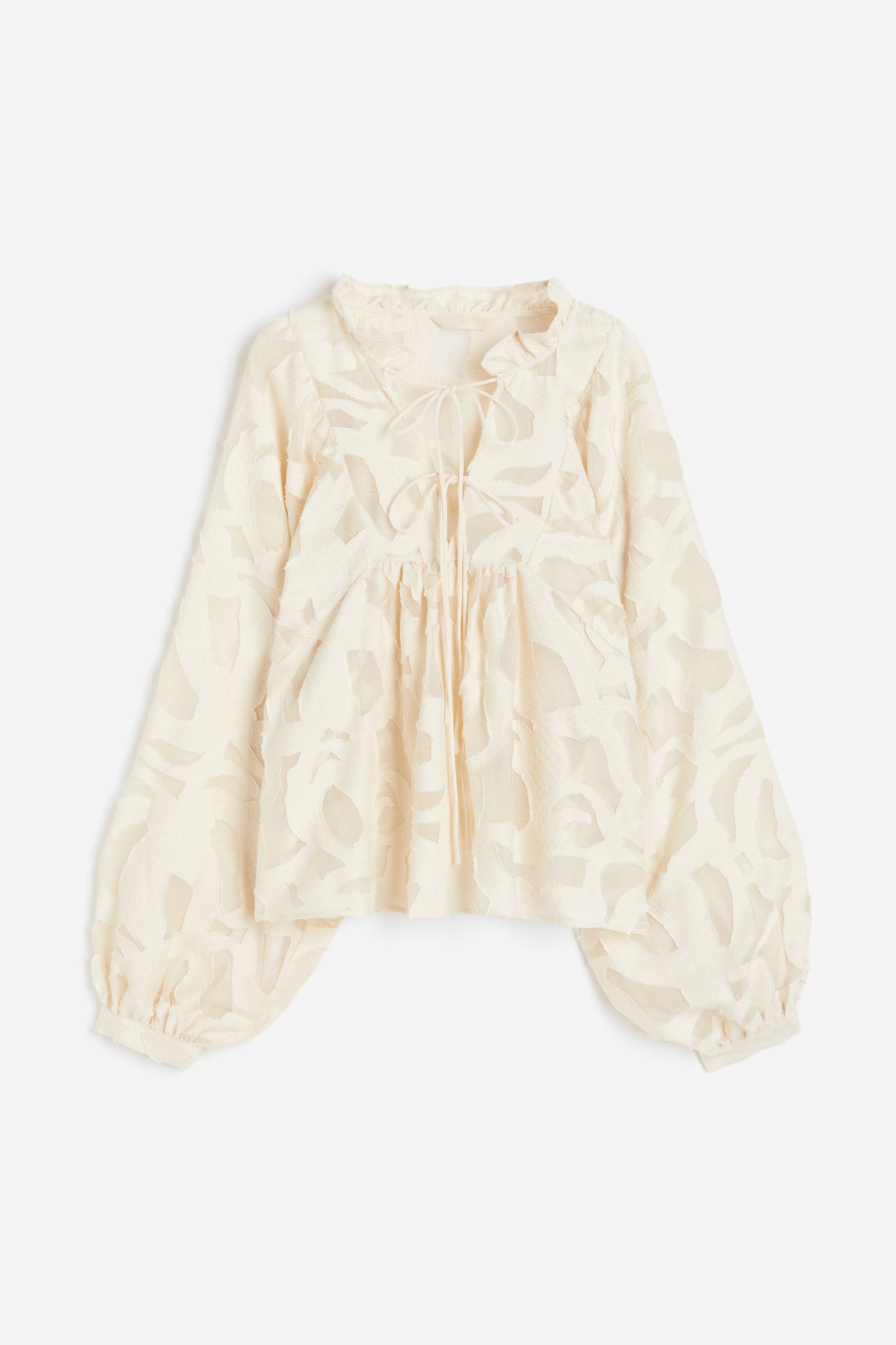 

Textured-weave balloon-sleeved blouse