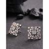 Stunning Square-Shaped Stud Earrings for Women  Grey-Toned Look  Stylish Block Design  Rose Gold-Plated