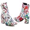 Sexy Ankle Boots for Women 2026 Autumn Winter Shoes Flower Print Short Boot Heels Party Shoes Ladies Brand Big Size 45