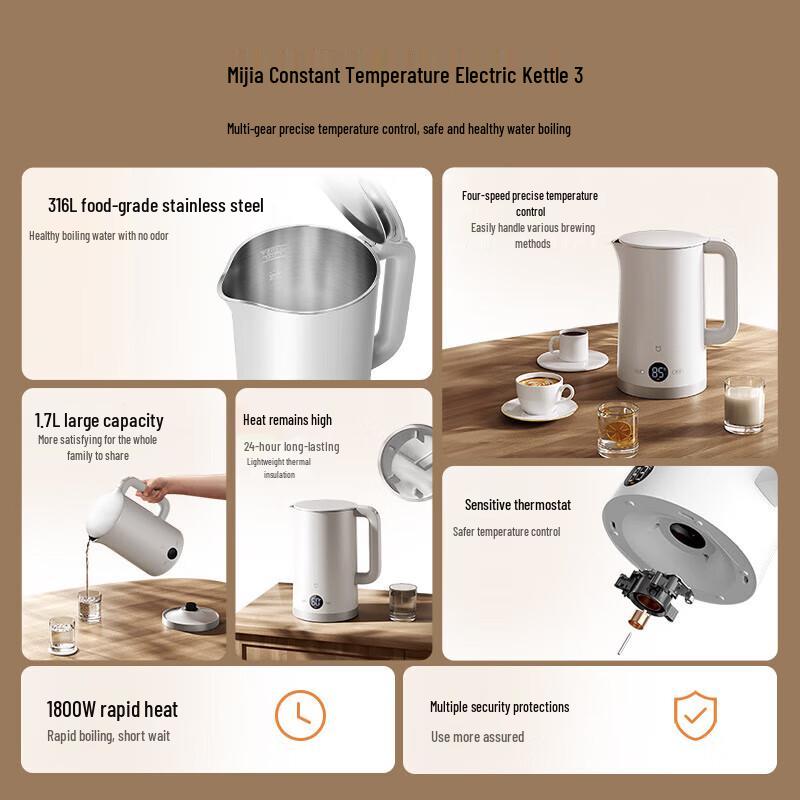 Xiaomi MI Thermostatische Elektrische Wasserkocher 3 CN-Stecker (Adapter enthalten)