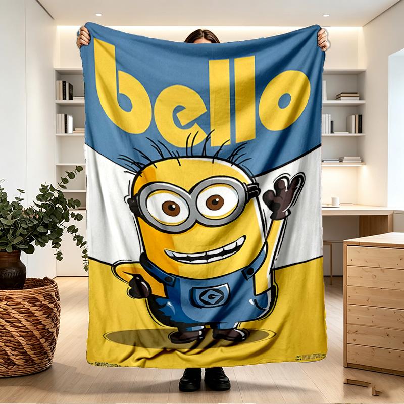 Minions Print Blanket - Soft & Comfortable, for Bedroom, Travel, Sofa, Home Decoration - Birthday Christmas Gift for Friend