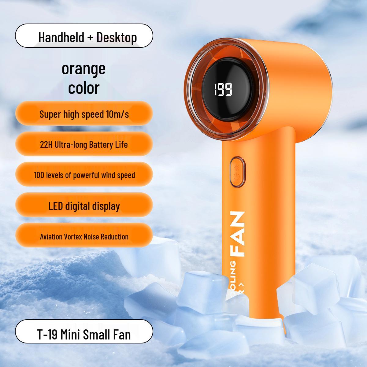 2026 USB Handheld Mini Fan: Digital Display, 199-Speed, High-Speed Turbine