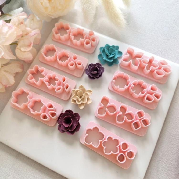 8PCS Polymer Clay Flower Molds For Earring Making Silicone Craft Tools With Detailed Petal Design Earring Making Molds