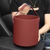 Car Trash Can For Vehicle Leather Round Auto Mini Garbage Bin With Cover Seat Back Hanging Storage Box Holder Rubbish Organizers