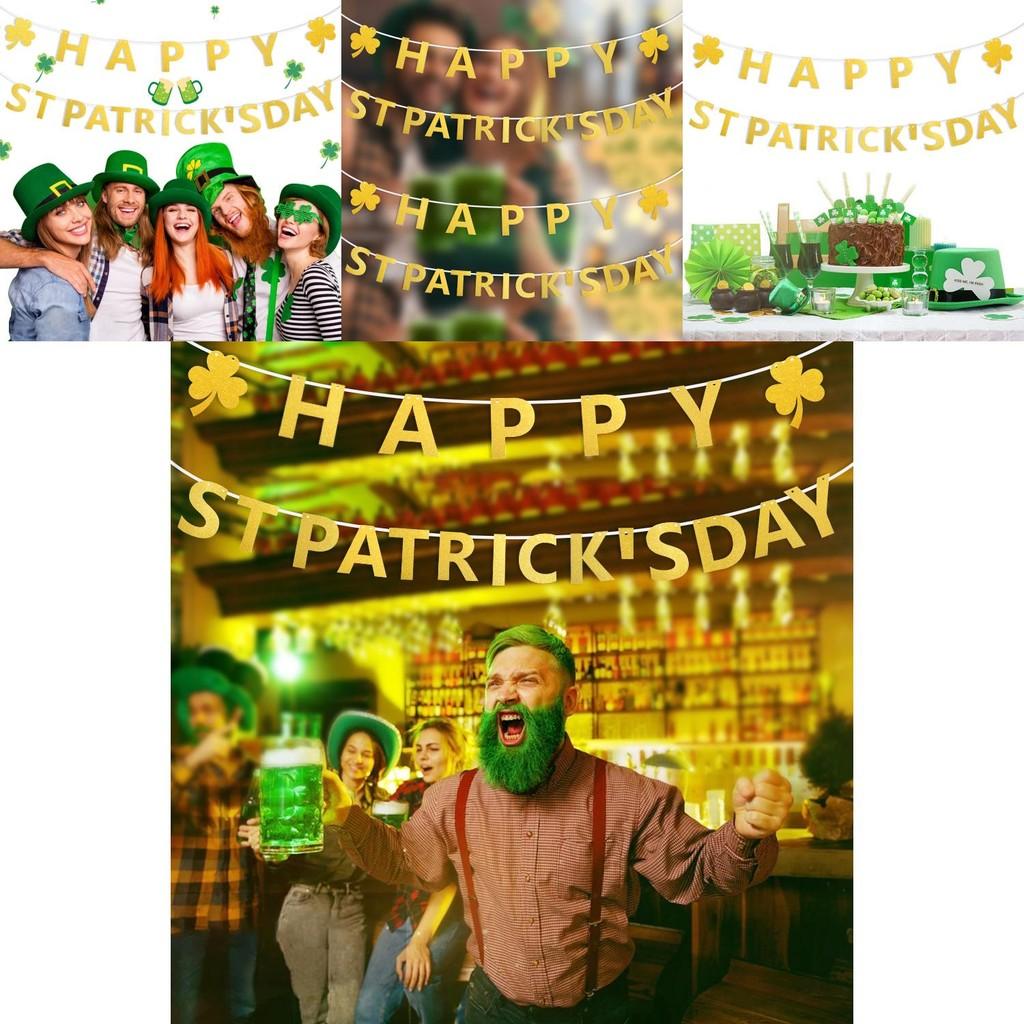 Lebhafte St. Patrick's Day Banner mit goldenem Glücksklee Irisch thematische Partydeko