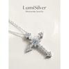 Exaggerated Moissanite Cross Pendant Necklace Full-Set S925 Sterling Silver Jewelry Accessory