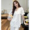 Korean Version of Pure Cotton Pajamas Women's Summer New Sweet Wind Polka Dot Bow Summer Cool Breathable Short-sleeved Loungewear