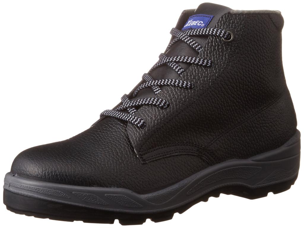 Xebec Safety Work Shoes JIS Size 85022, Mid-Length, Standard, Oil-Resistant, Shock-Absorbing, Cushioned, Reflective, Black, 25.0cm