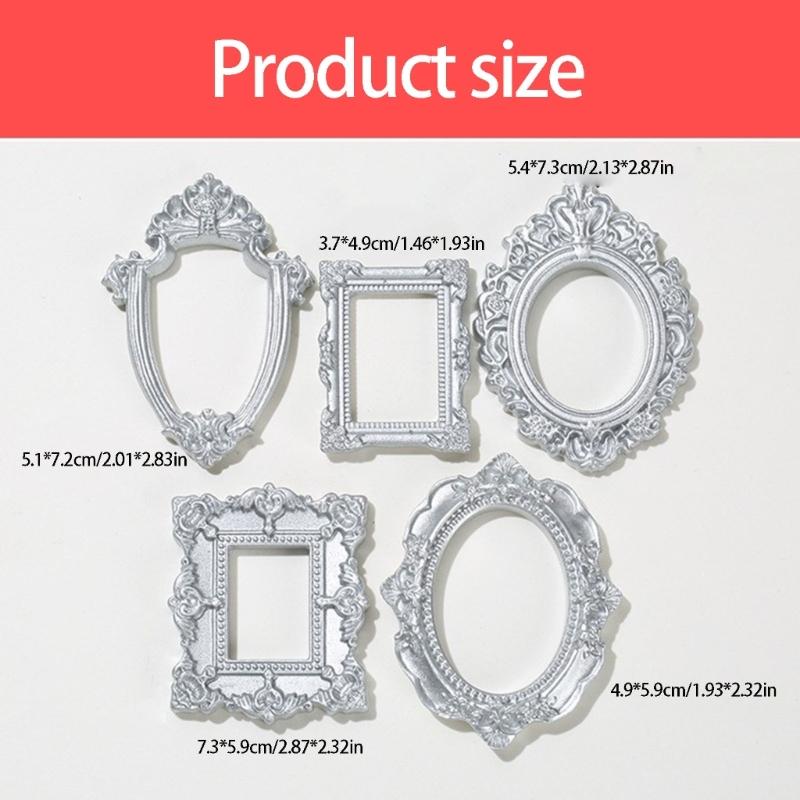 Assorted 15Pcs Resin Miniature Photo Frame with Intricate Floral Carvings Ideal for Artistic DIY Creation Home Decors