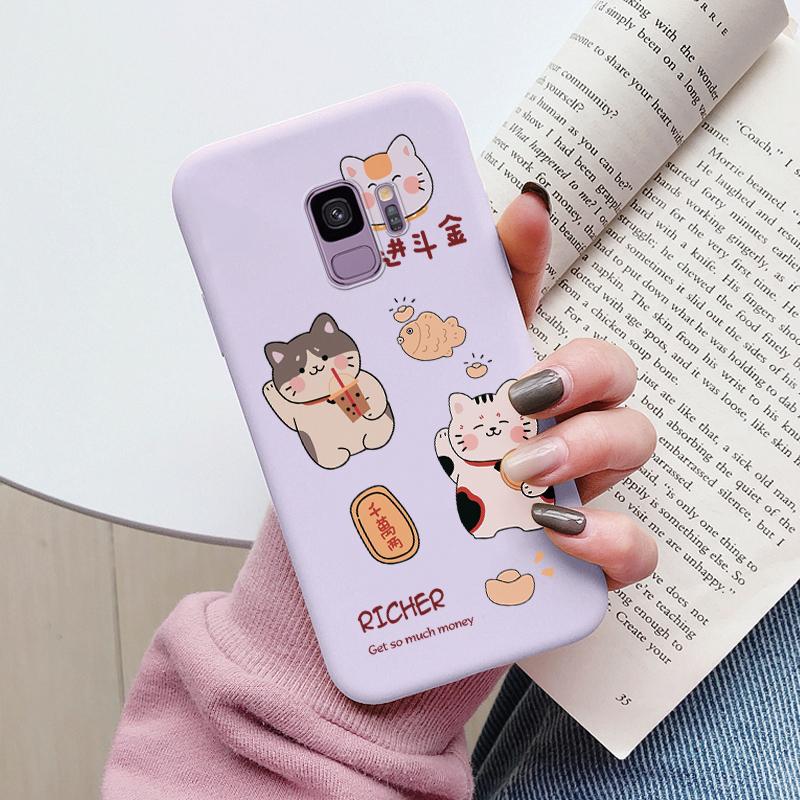 For Samsung Galaxy S9 S 9 Plus Cover Cute Cartoons Heart Cat Soft Silicone Shockproof Phone Case For Samsung S9 S9+ Funda Bumper