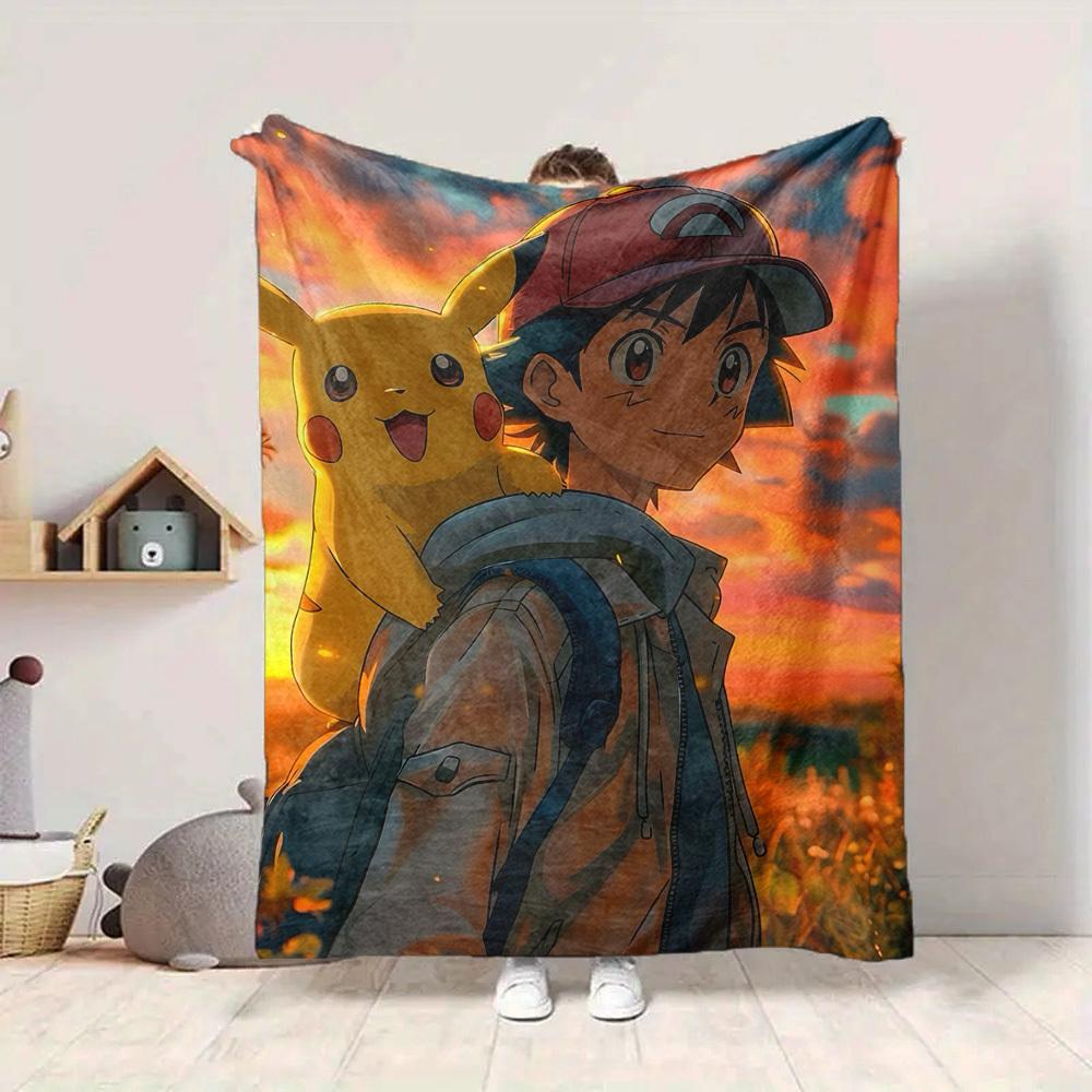 

1pc Pokémon Trainer Pikachu Soft Skin-Friendly Flannel with Digital Printing, Various Sizes Available for Family, Friends, Birthday025 130cmx150cm