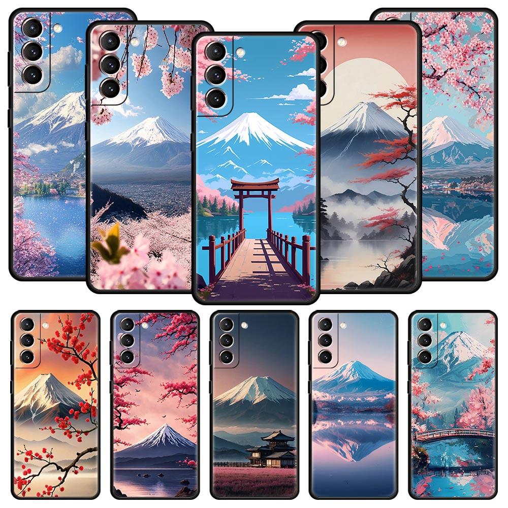 Japan Mount Fuji Painting Cherry Blossom Phone Case For Samsung Galaxy S25 S24 S23 S22 S20 Ultra S21 FE 5G S10 Plus S10E Cover
