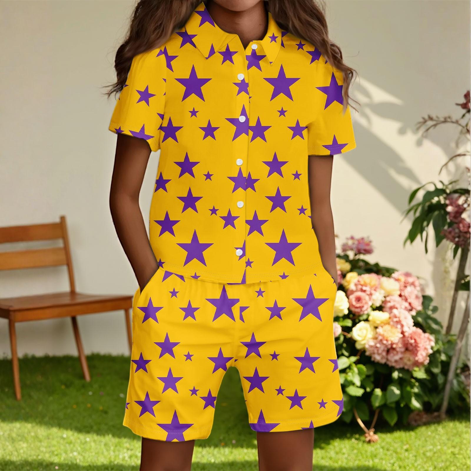 

Детская повседневная модная рубашка на пуговицах и шорты 160 жёлтый