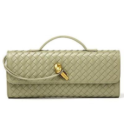 Trendy Handgemaakte Geweven Leer Vierkante Accordeontas - Effen Kleur Dames Baguette