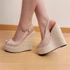 Summer Peep Toe Wedges Platform Women's Sandals Designer Straw Weave Buckle Strap High Heels Banquet Party Shoes