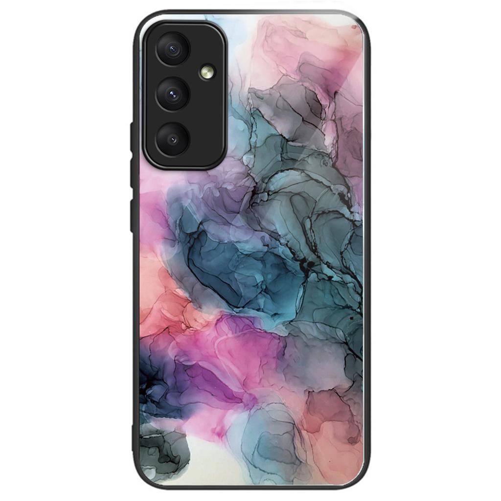 For Samsung Galaxy A55 5G Tempered Glass+PC+TPU Case Marble Pattern Phone Cover