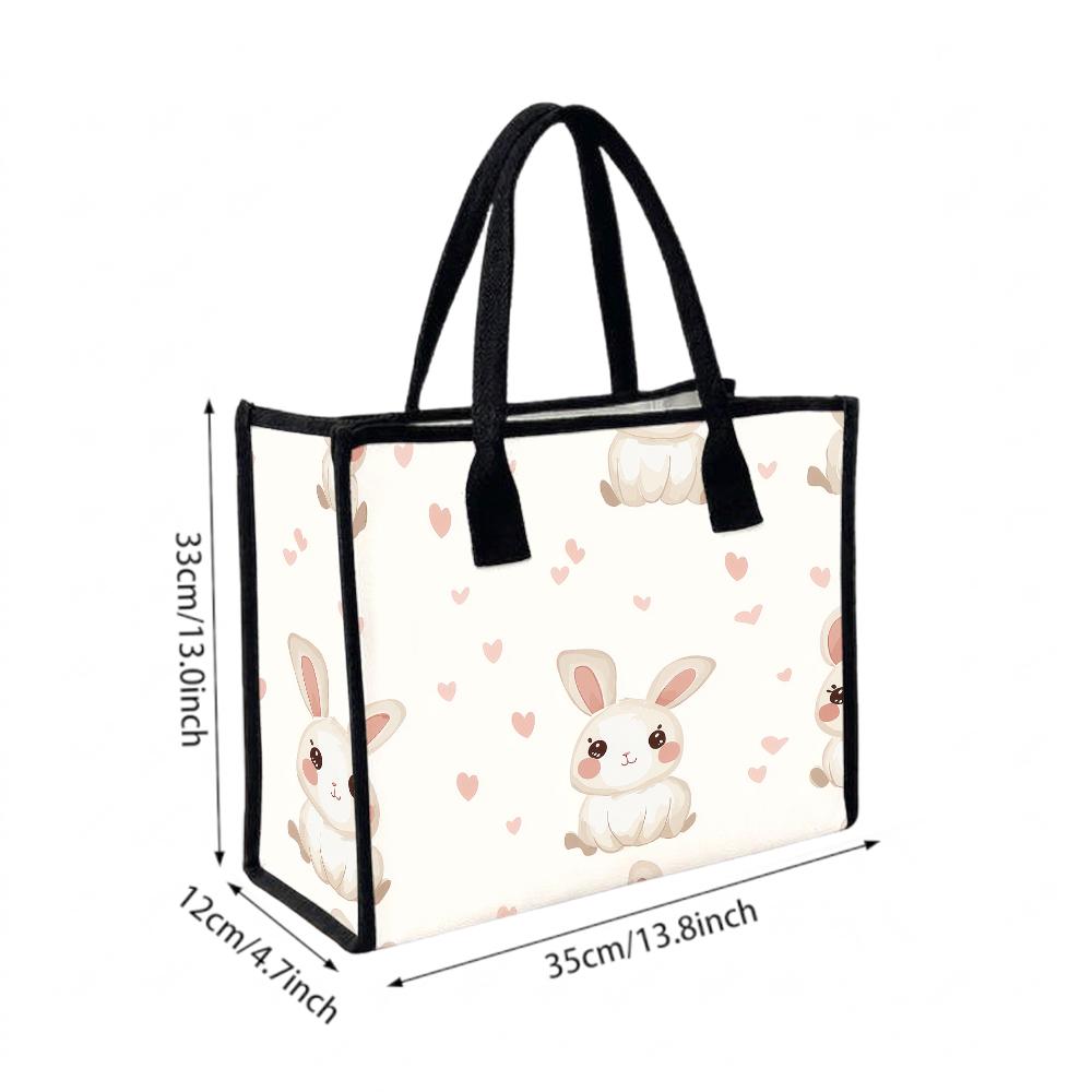 Cute Rabbit Heart Pattern Portable Casual Ladies Daily Carry Tote Bag