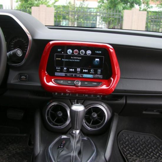 8'' Central GPS Navigation Screen Frame Trim Cover for Chevrolet Camaro 17+ Red