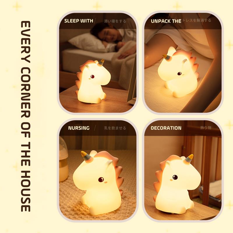 Xiaomi Unicorn Cute Silicone LED Night Light For Kids Children USB Rechargeable Cartoon Animal Bedroom Decor Touch Night Lamp for Gifts