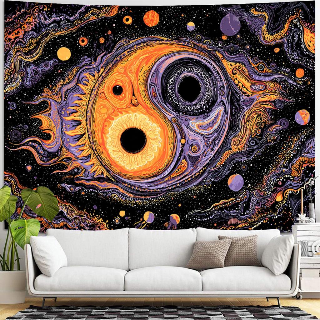 YinYang universe nebula Digital printing polyester wall hanging tapestry decorative Living room bedrooms Office background gift