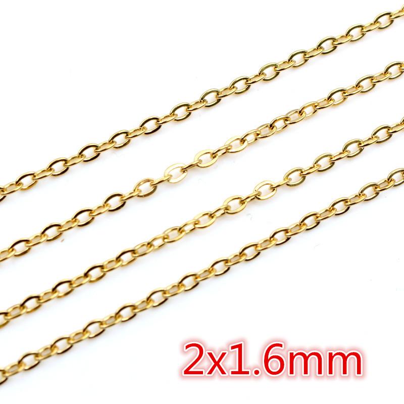 5 Meters/Lot Never Fade Stainless Steel Gold Plated Necklace Chains For DIY Jewelry Findings Making Materials Handmade Supplies