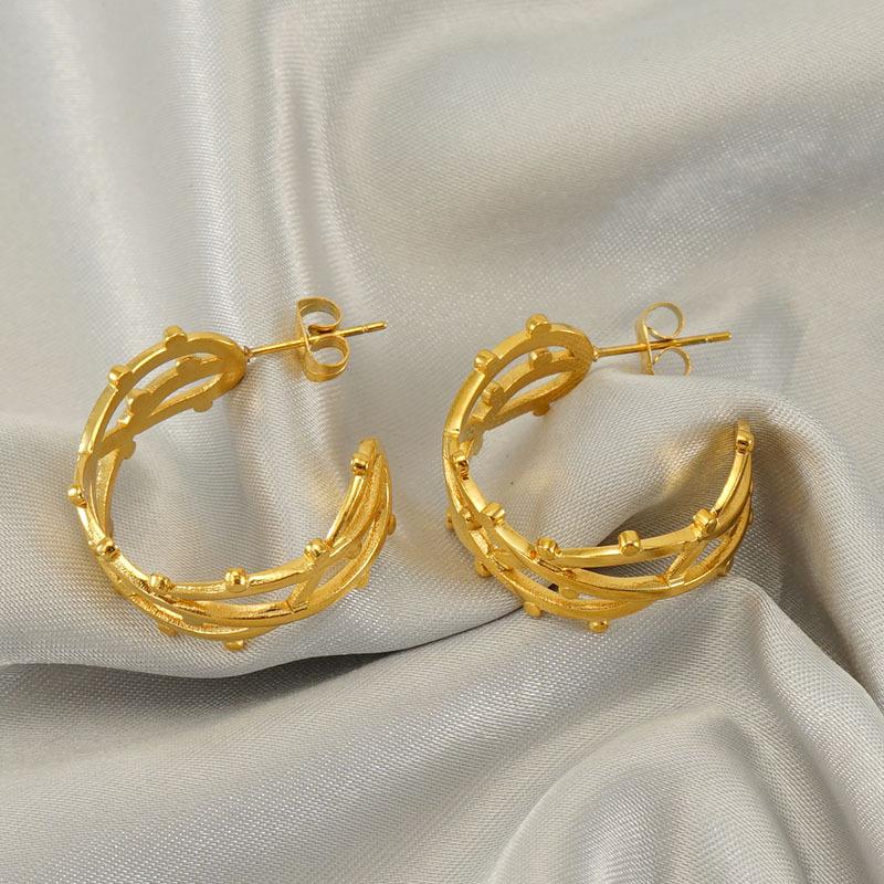 New fashion stainless steel line hollow earrings design sense niche versatile earrings women