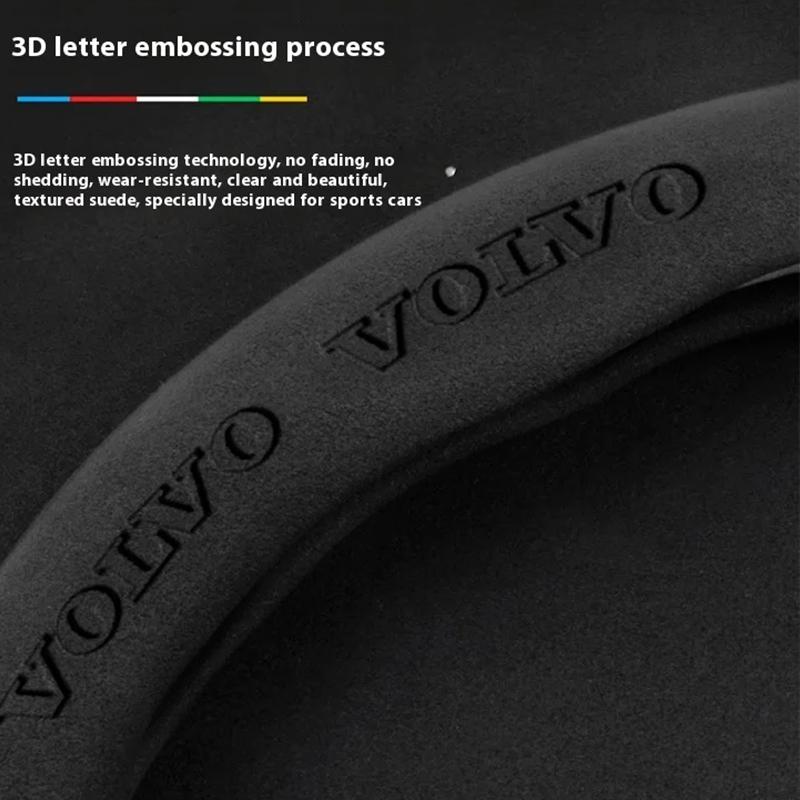 Car Steering Wheel Cover For Volvo XC40 XC60 XC70 XC90 S40 S60 S80 S90 V40 V50 V60 V90 Carbon fiber Suede interior accessories