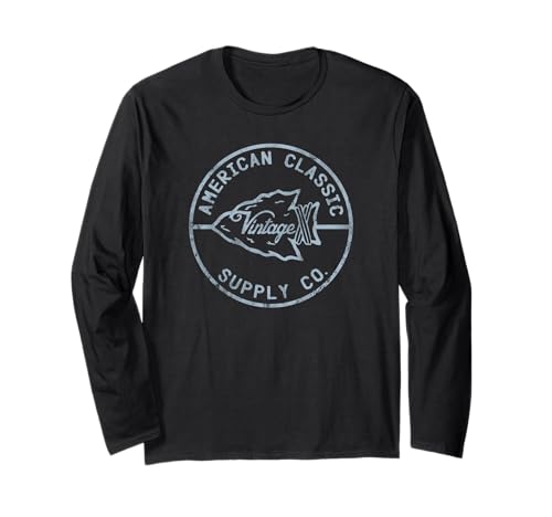 American Classic Vintage Supply CO Distressed Arrow Logo Long Sleeve T-Shirt