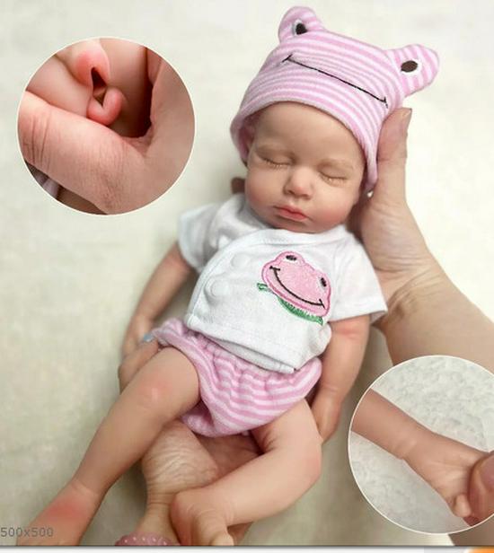 13-Inch Silicone Reborn Baby Doll  Loulou  - Cute Mini Girl Doll, Blue Ocean Theme