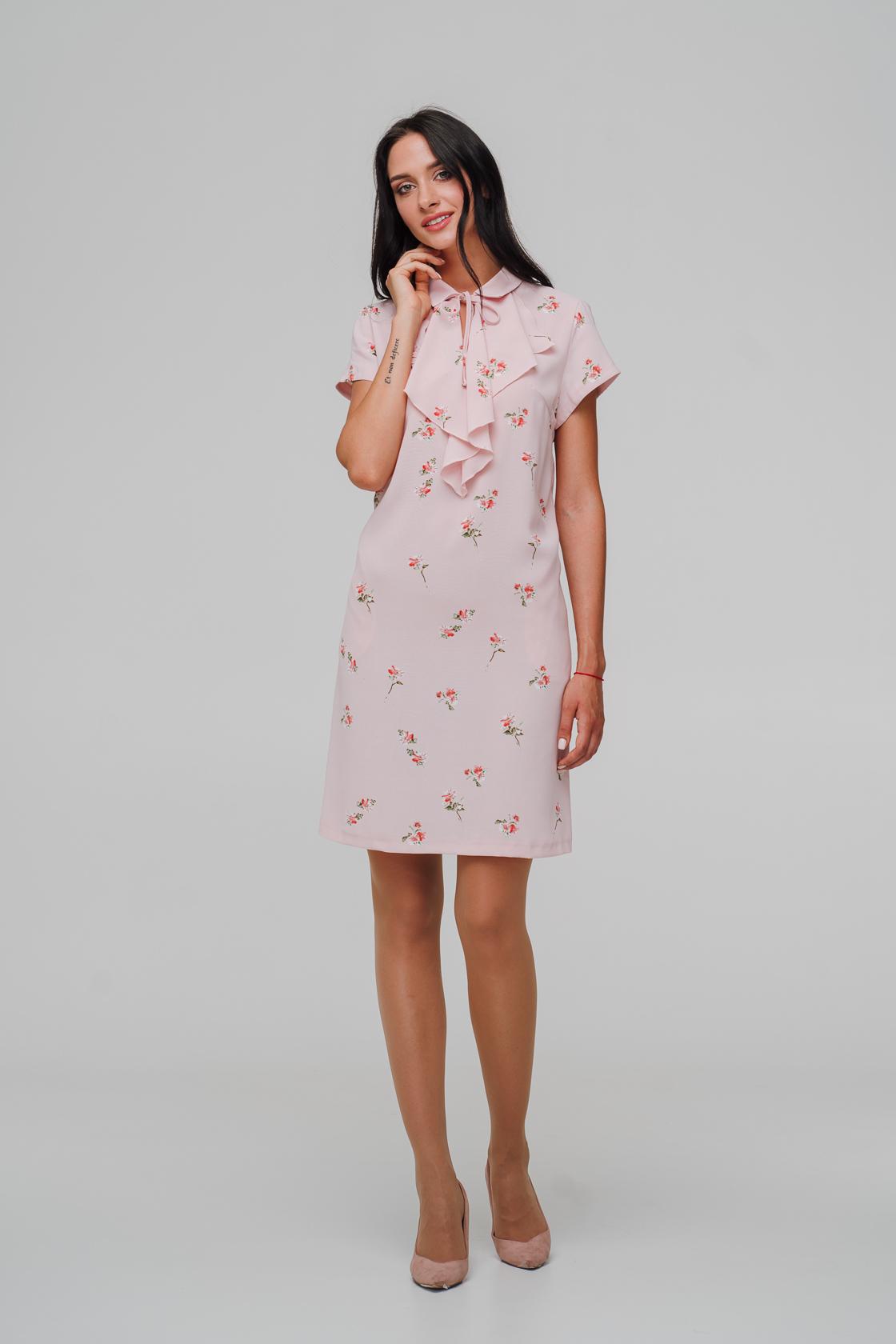 

Сукні з жабо та шнурівкою квітковий принт 36 камея рожевий колір