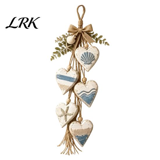 Vintage Style Hanging Sign Farmhouse Heart Wall Decor with 5 Layer Wooden Hearts, Boho Wood Trinket Shelf Art for Living Room Bedroom, Decoration And