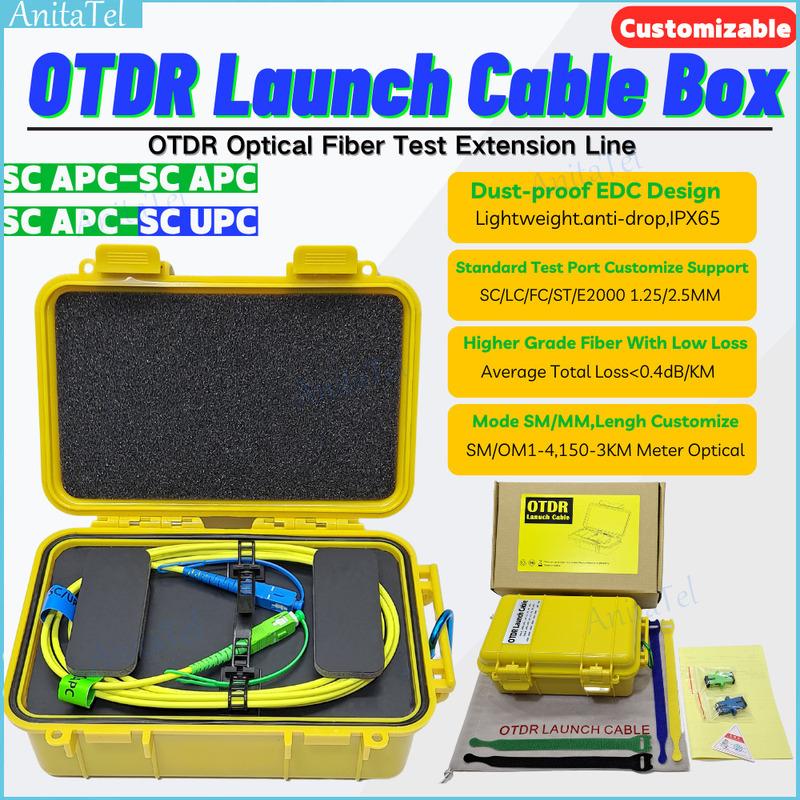 Fiber Optical Launch Cable Box 1000KM OTDR Blind Zone Eliminator Box SC/APC-SC/APC SC/UPC-SC/APC SM 1310/1550nm Fiber Rings 1000m SC Apc-SC Apc