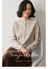 Women's Cashmere Terry Loop Cardigan - Autumn/Winter 2026 Round Neck Wool Knit Sweater, Versatile Outerwear.