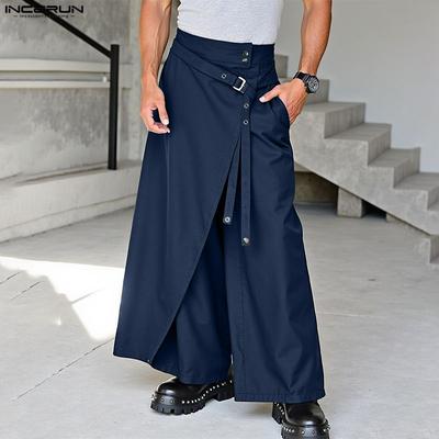 Ανδρικό Φερμουάρ Μέση Ακανόνιστα Στρώματα Casual Φαρδύ Μακρύ Παντελόνι