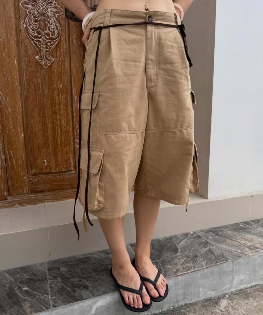 URBANDTYPE Bronx Bio-Washed 3/4 Cargo Pants_Beige
