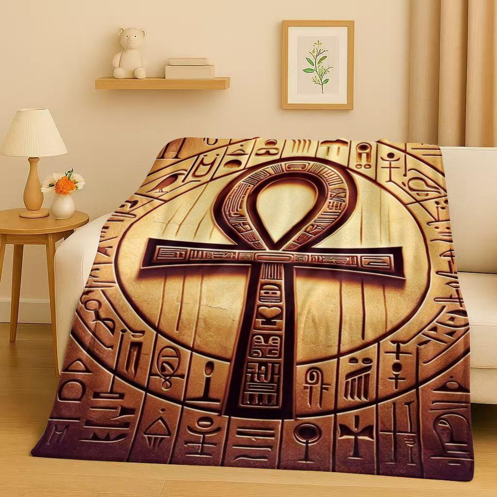 3D Ancient Egypt Pictographic Eye of Horus Flannel Blanket,Ultra Soft Warm Plush Throw for Home Bedroom Bed Sofa Cover Office