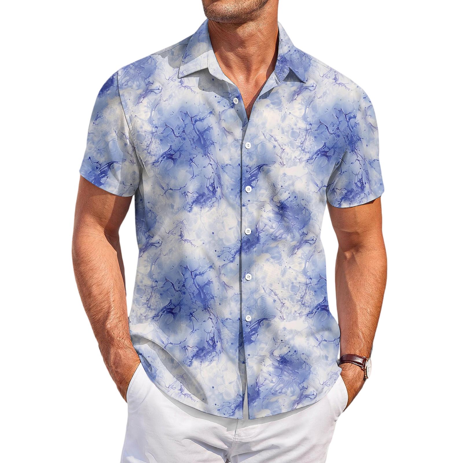 

Men s Casual Fashion Printed Short-Sleeve Shirt XL білий