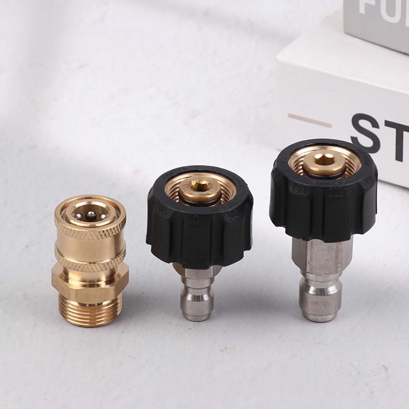 High Pressure Stainless Steel Washer Adapter Set Quick Connect Kit M22 14Mm/15Mm To 3/8 Inch Metric Fittings