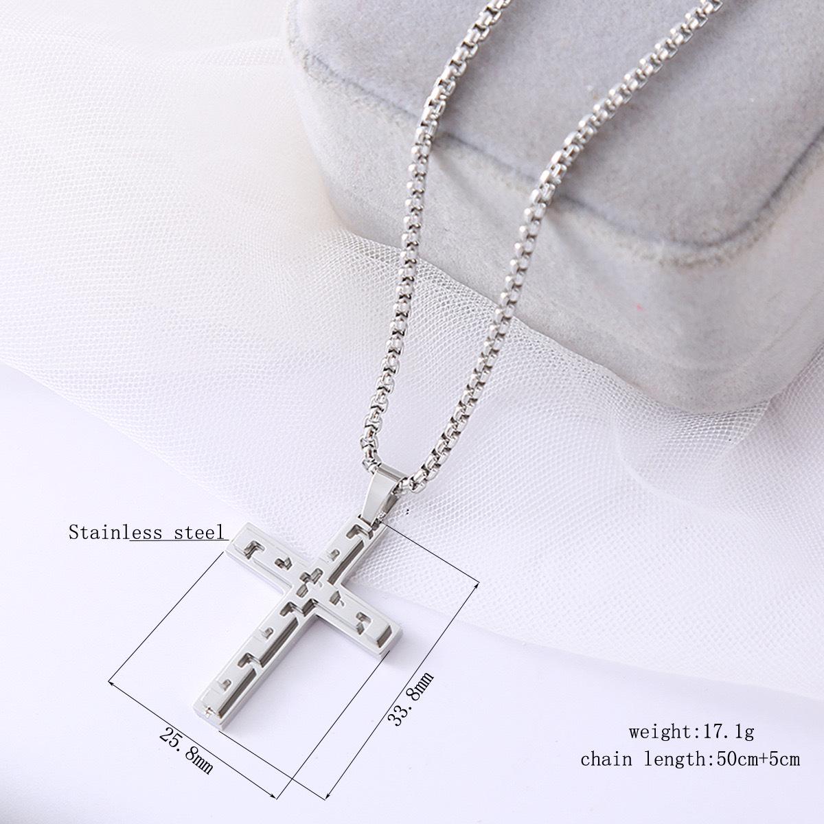 Stainless Steel Hollow Cross Necklace: Hip Hop Style Sweater Chain