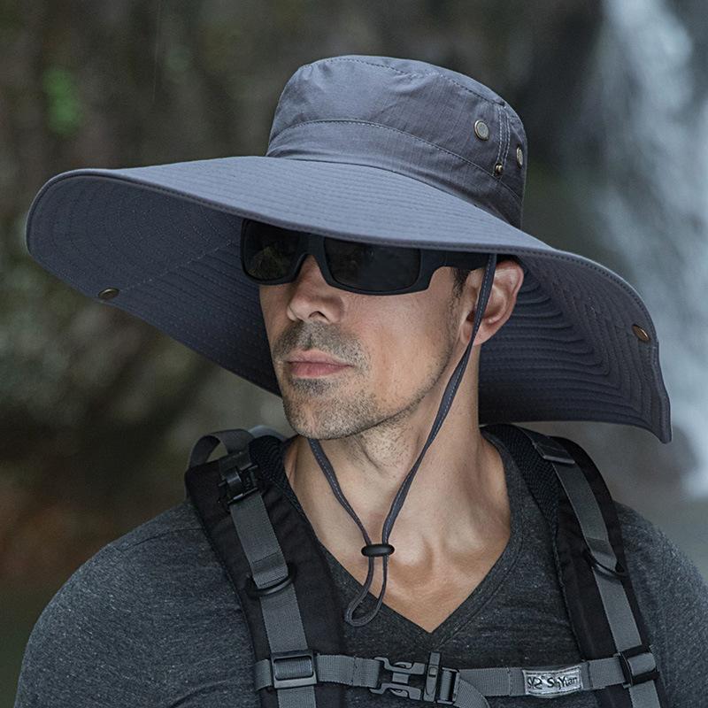 Camouflage big edge bucket hat men's hat summer shade sun protection hat enlarged brim sun hat travel fishing hat