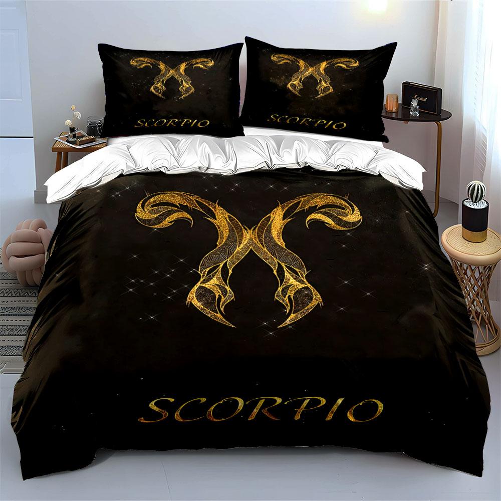 Scorpio Zodiac Black Bedding Bedding Duvet Cover Set Duvet Cover Pillowcases (1 * Duvet Cover 2 * Pillowcases, Without Duvet Insert)