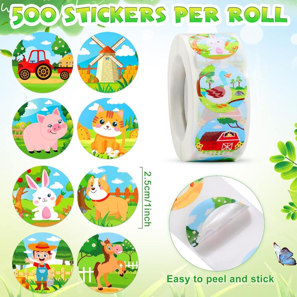 100-500Pcs Cartoon Farm Animal Stickers Diy Gift Handmade Scrapbooking Stationery Sticker Gift Decoration Label