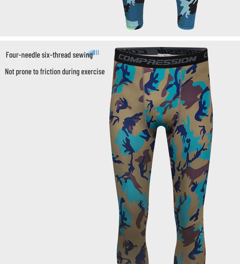 Men's Quick-Drying Camouflage Compression Tights for Running & Basketball