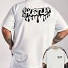 HUSTLE Drip Graphic Men'S White T-Shirt | Casual Short Sleeve, Breathable Summer Tee,Fashionable