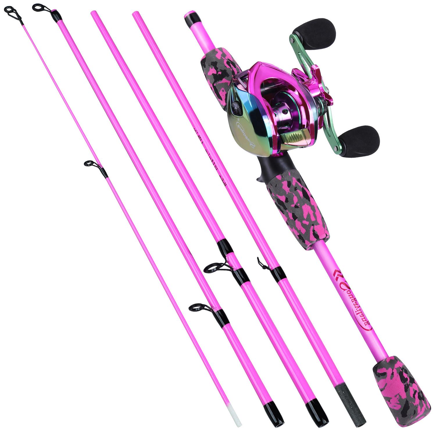 

SOUGAYILANG Телескопическая удочка 12 + 1BB катушка для приманки для окуня, пресноводная и соленая вода, рыболовные снасти для путешествий на открытом воздухе, комбинированная удочка Right Hand розовый