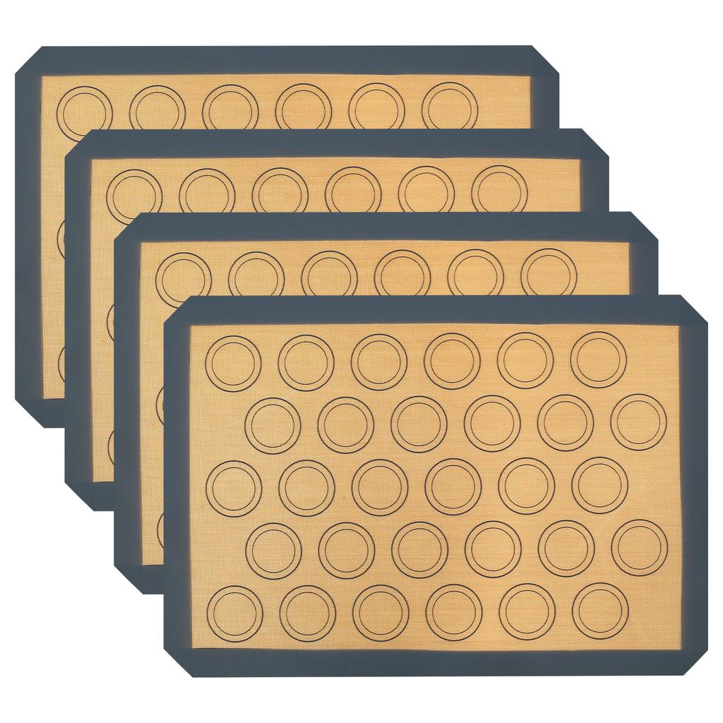 4Pcs Macaron Baking Mats Non Stick Silicone Macaroon Baking Sheet Reusable Heat-Resistant Cookie Oven Liner for Kitchen Baking