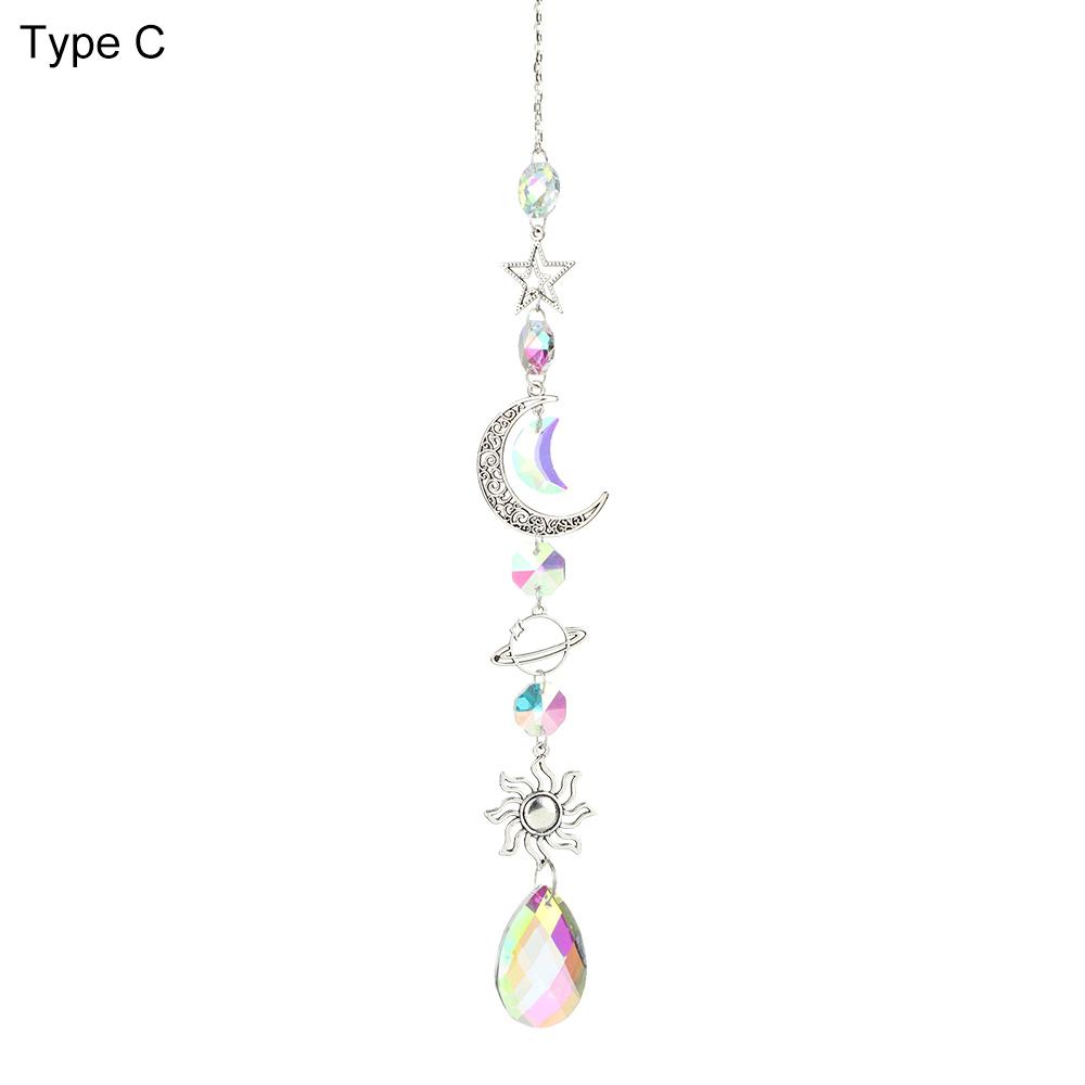 Decoration Curtains Embellishment Crystal Wind Chime Star Moon Hanging Prisms Pendant Sun Catcher